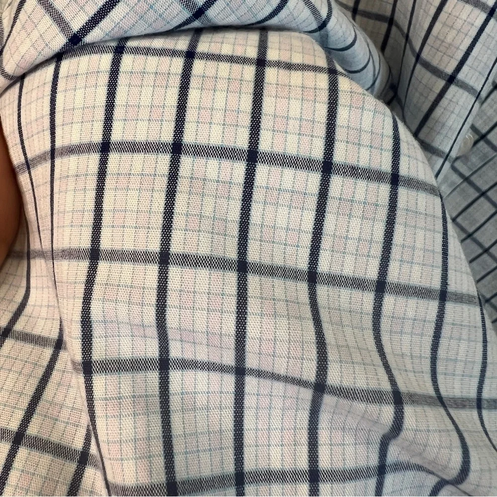 J. Crew Flex Wrinkle Free Slim Button Down Blue Pink White Plaid Large